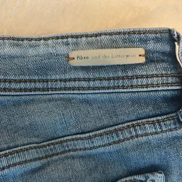 Pilcro Anthropologie distressed patchwork boyfriend denim shorts 28 boho western - Picture 6 of 7